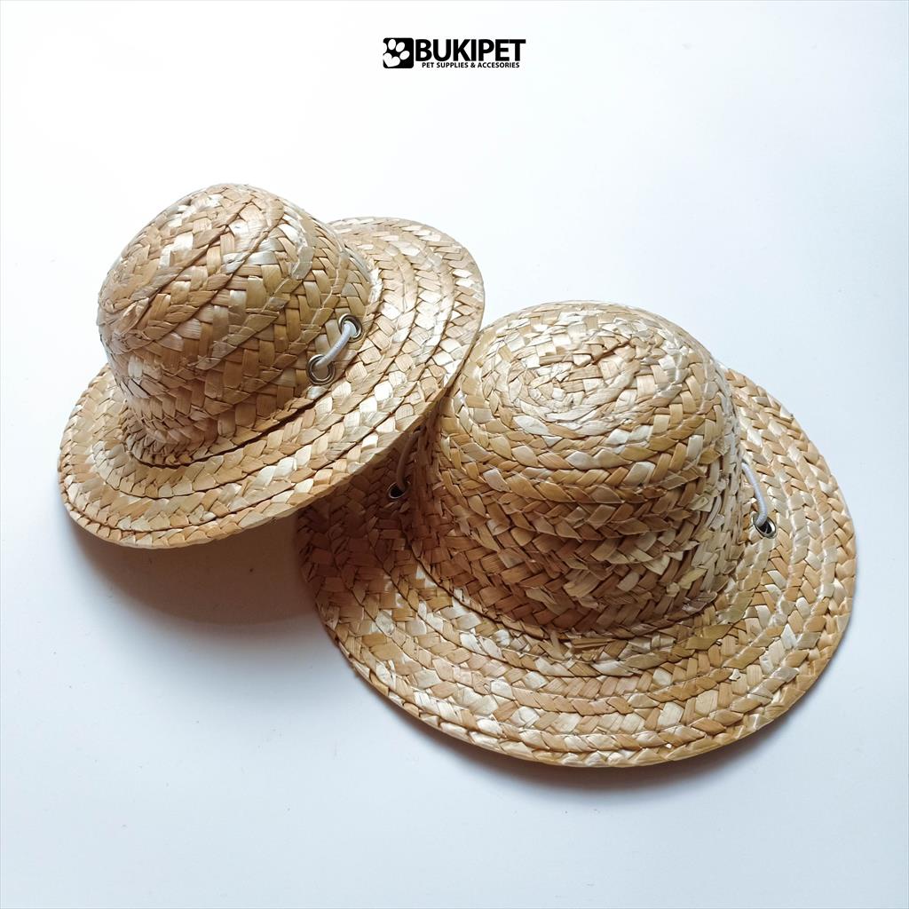 Topi Kucing Aksesoris Hewan Lucu Murah Topi Hewan Peliharaan Kucing Jerami - STRAW HAT