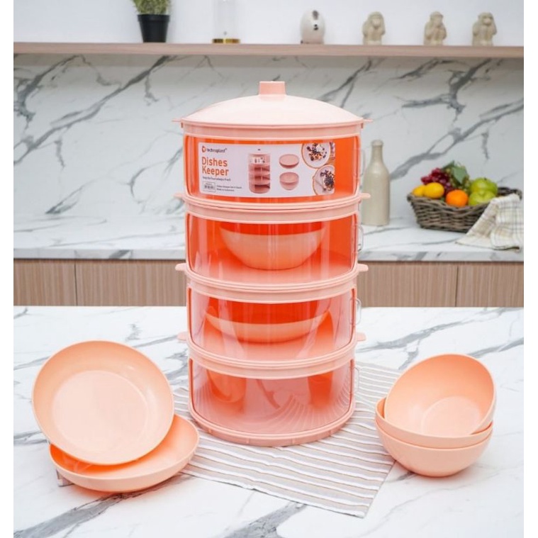 Technoplast dishes keeper set 4 susun/ Tudung Saji 4 Susun / Rak Makanan /Tudung Saji modern/ tudung