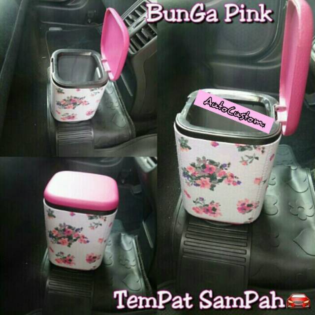 Tempat Sampah Mobil Bunga Pink