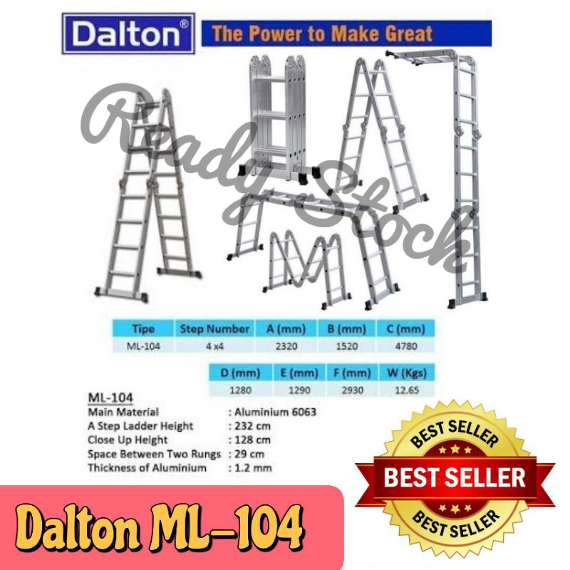 Tangga Lipat Alumunium 4.8Meter / Tangga Multi Purpose Dalton ML 104 / Tangga Dalton ML 104