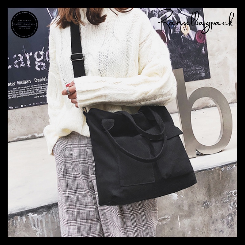 Tas Messenger - Totebag Murah Bagus Kekinian Terbaru Import Lokal Original Fashion Korea Ringan Sekolah Kuliah Kerja Remaja Dewasa Traveling Multifungsi Stylish Bahu Selempang Simple Elegan Casual Perempuan Cewek