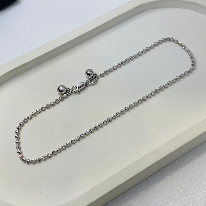 Gelang Kaki Emas Asli Kadar 750 17K Putih Biji Lada Merica Mas Perhiasan Kerincing