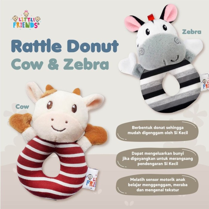 LITTLE FRIENDS Donut Rattle Mainan Bayi Rattel Kericik Boneka Bayi