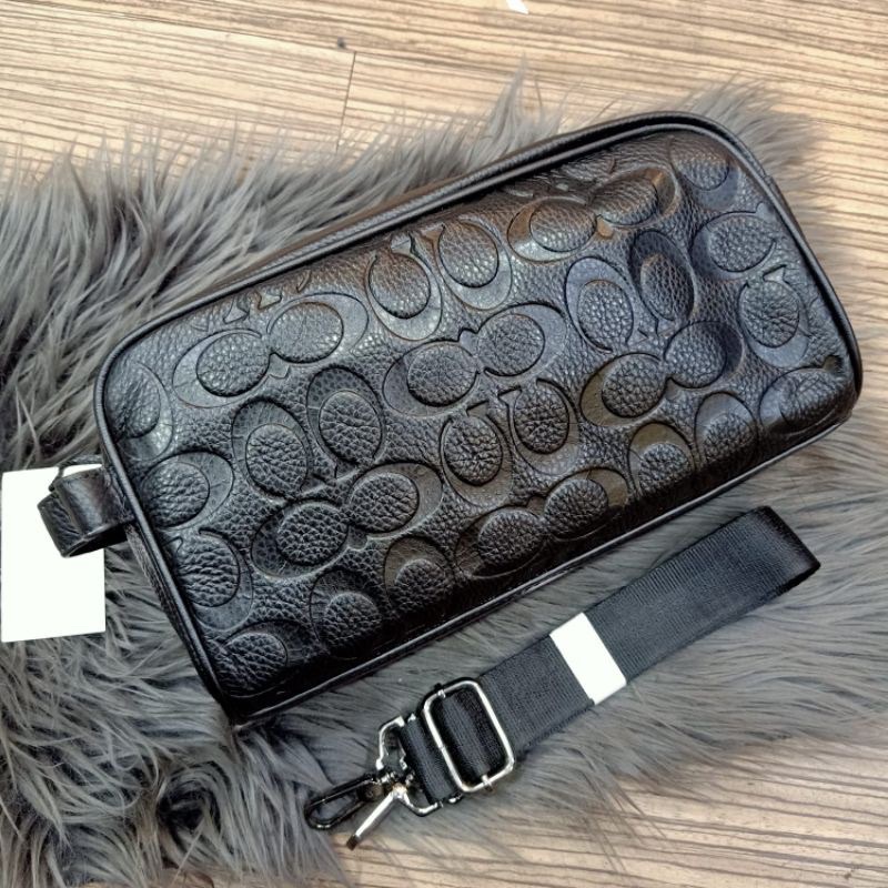 Pouch Bag Coach Signature Embos/Tas Tangan Leather/Handbag Kulit Asli Import