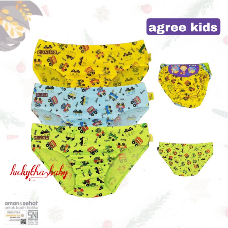 3 pcs CELANA DALAM AGREE KIDS AK 023 / CELANA DALAM ANAK LAKI-LAKI / CD ANAK COWOK/CELANA AGREE ANAK