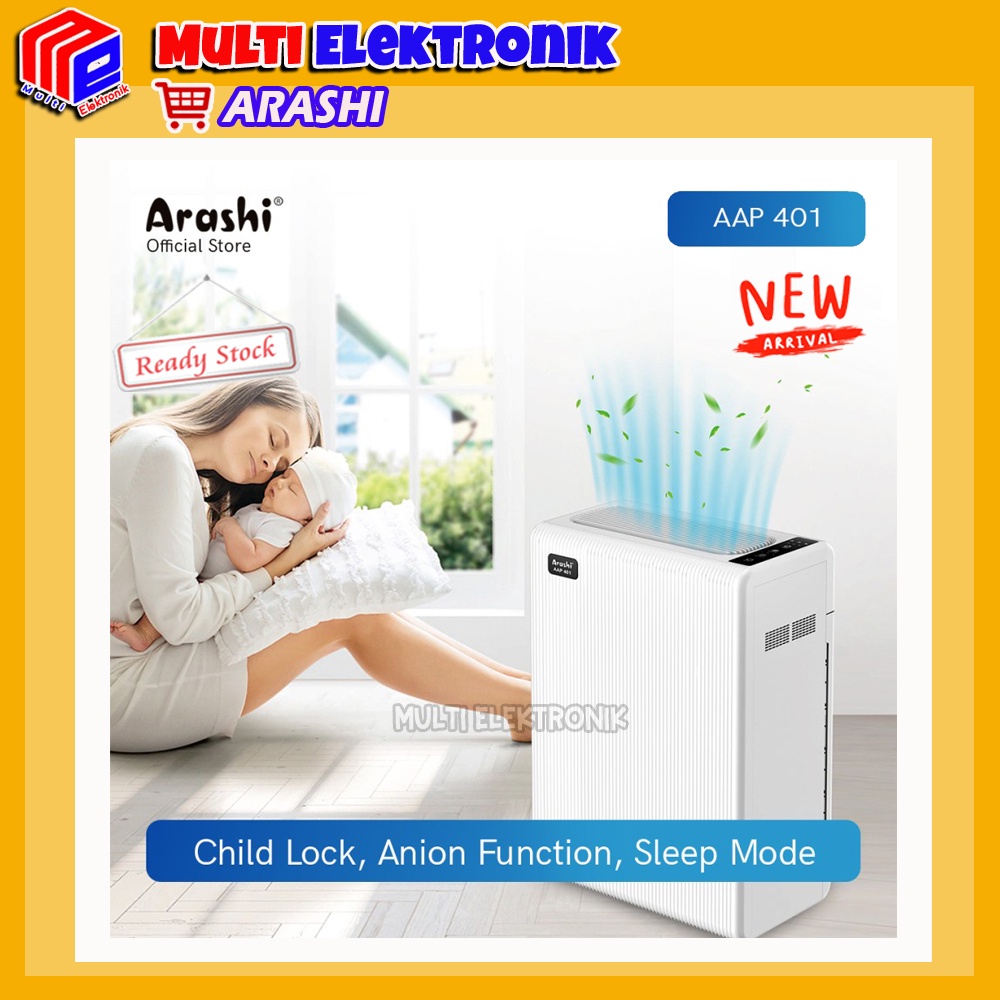 Penyaring Udara Arashi AAP401 dengan HEPA Filter dan Lampu UV-C Membunuh Virus dan Bakteri