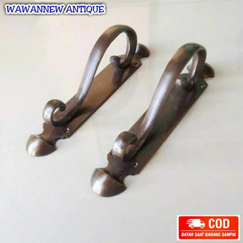 Handle / Tarikan Pintu Rumah Pagar Kuningan Antik Murah Motif Cumi 22cm