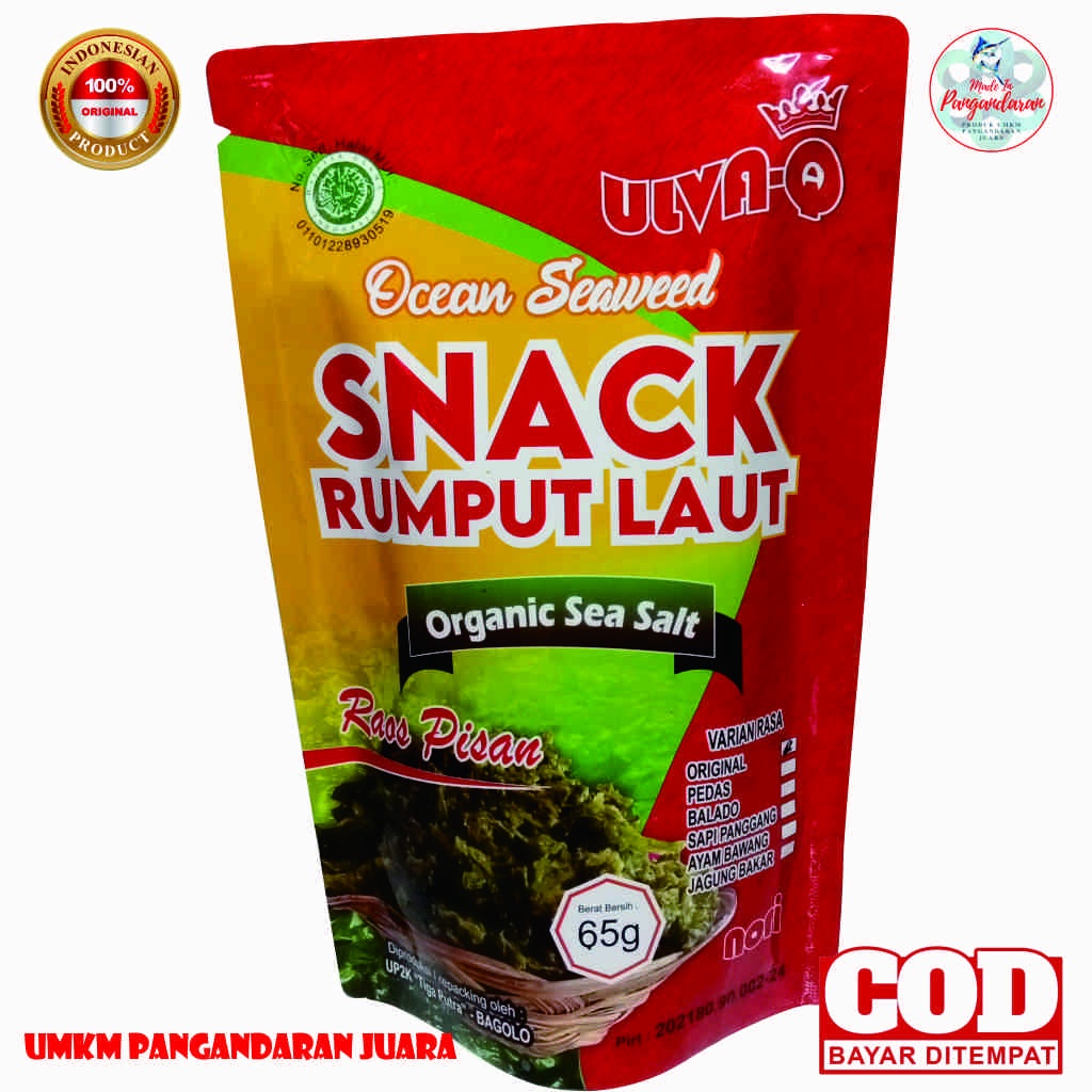 

Snack Rumput Laut Crispy Keripik Aneka Rasa Gurih Renyah Garing Pedas Manis 65 gram