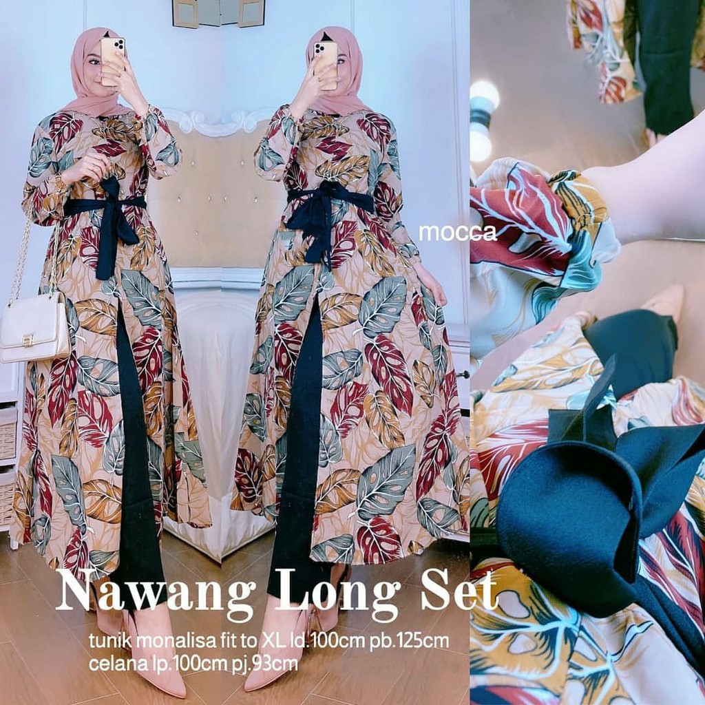Nawang Long Set Setelan Baju Muslim Wanita Terlaris Pakaian Wanita Setelan Muslim