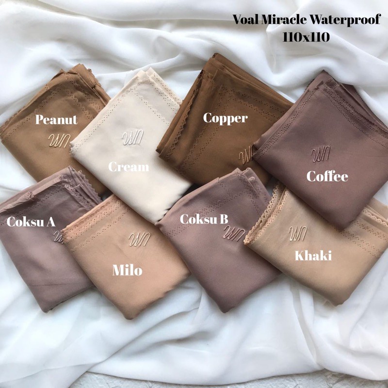 [BISA COD] VOAL MIRACLE WATERPROOF UMAMA SCARF / HIJAB JILBAB SEGIEMPAT VOAL MIRACLE WATERPLASH