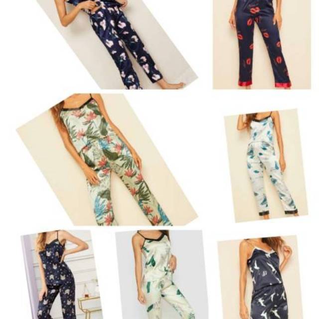 Setelan piyama tanktop wanita tali 1/oneset/baju tidur wanita