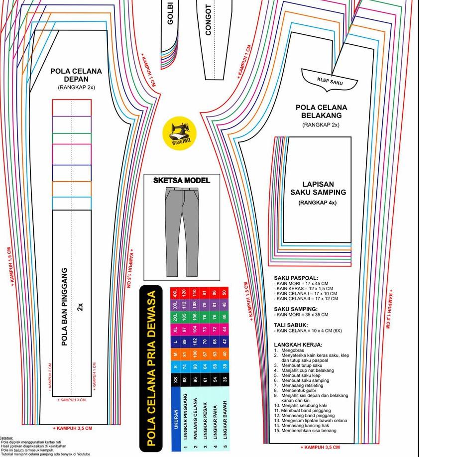 Lagi Tren.. POLA JIPLAK CELANA PANJANG PRIA DEWASA