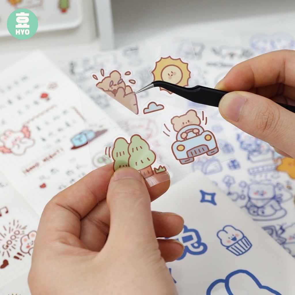 [HYO] Korean Fried Chicken/ Bear / Rabbit / Food / Sakura sticker for tumbler / scrapbook / desktop 