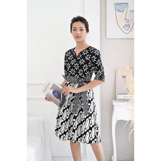 Dress Batik 263 AON W / Baju Batik Wanita Modern Katun Strech