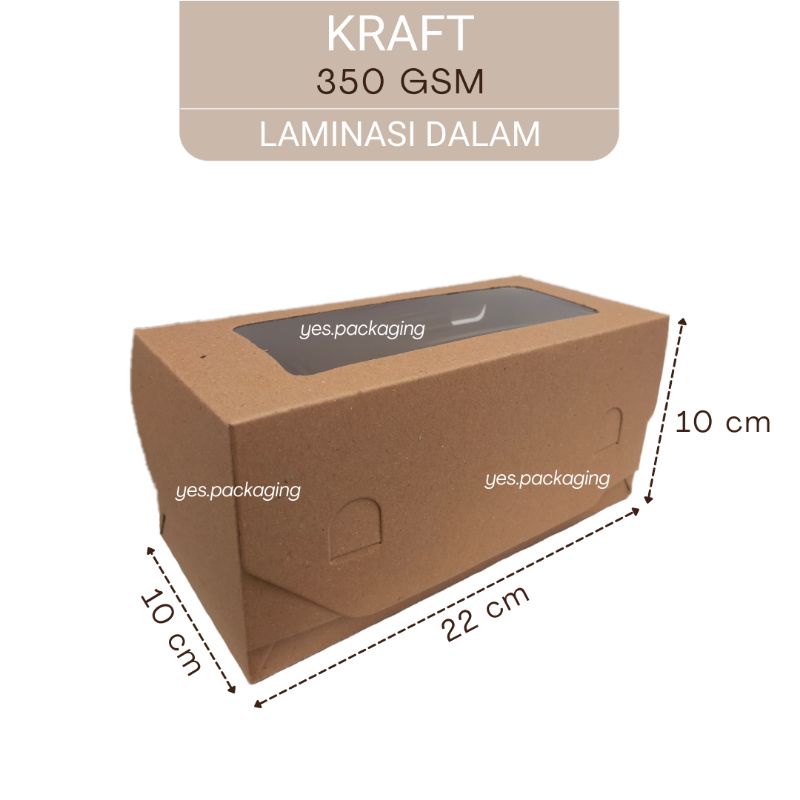 

[22x10x10cm] KRAFT LAMINASI JENDELA Box Dus Kotak Kemasan Bomboloni Bolu Gulung Roti Bakar