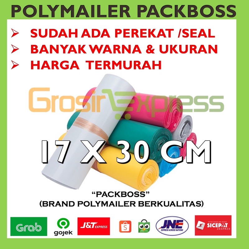 

POLYMAILER PACKBOSS 17x30 ISI ±100 LEMBAR TEBAL 60 GOOD QUALITY