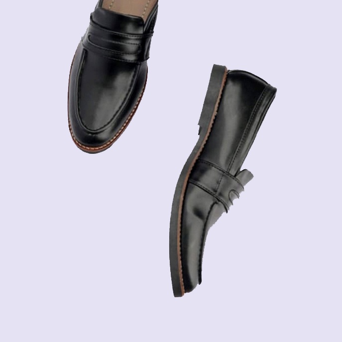 Sepatu Loafers Pria Kulit Hitam (Ukuran Besar Kaki Jumbo) Sapatu Pantofel Cowo Kerja Kantor Casual Formal Big Size