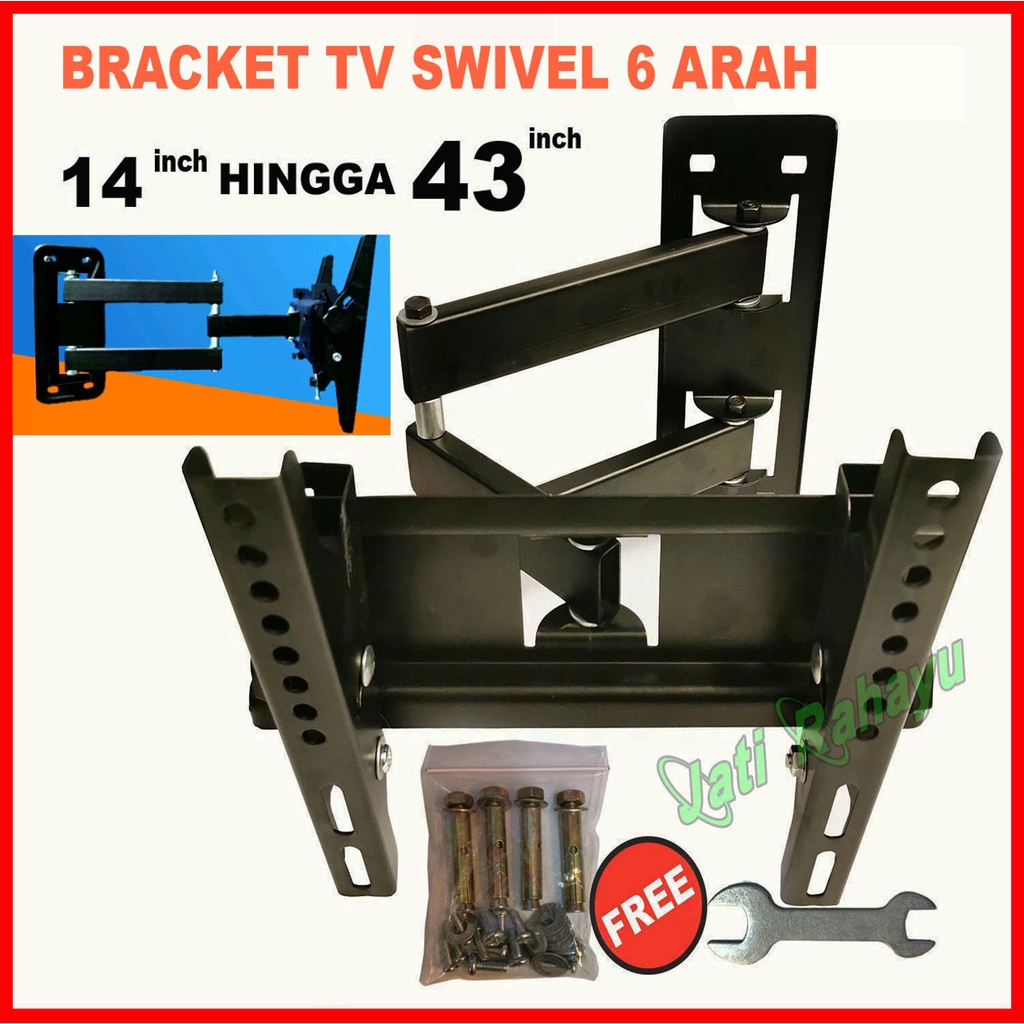 SWIVEL BRACKET TV LED 14&quot; - 55&quot;  BRACKET TV LCD 14&quot; - 55&quot; (6 ARAH), SWING BRACKET TV