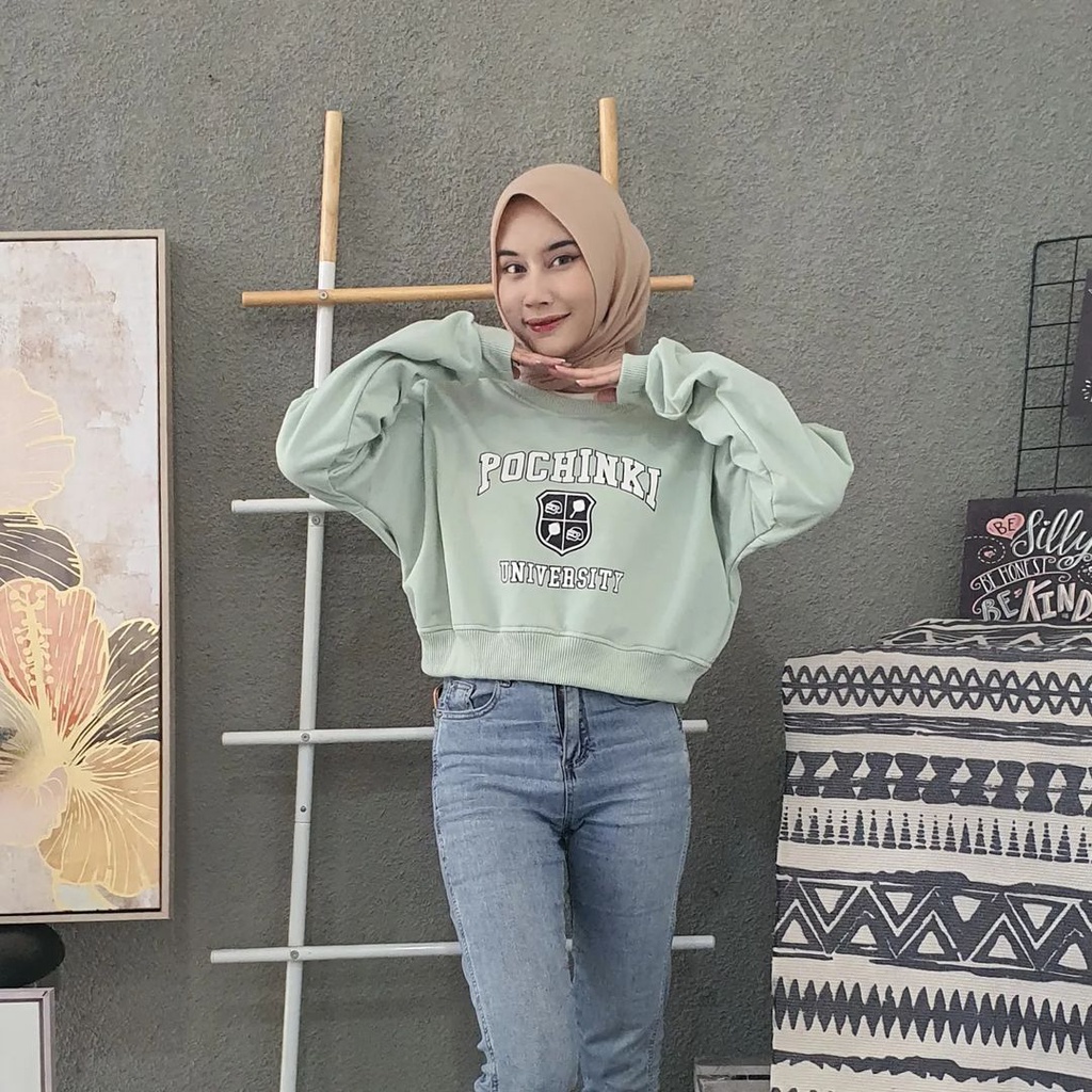 POCHINKI CROOPE | Sweater Crewneck Oblong Oversize | Outerwear Wanita Termurah Fashion Terkini Korean Style