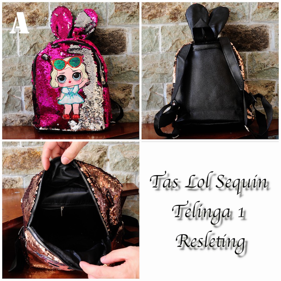 Tas Ransel Sequin Telinga 1 Resleting FS1032