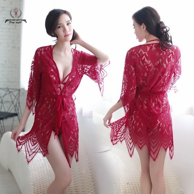 (BISA COD ) Longnight Hot sexy lingerie baju tidur+cd+bra 8088 merah-8