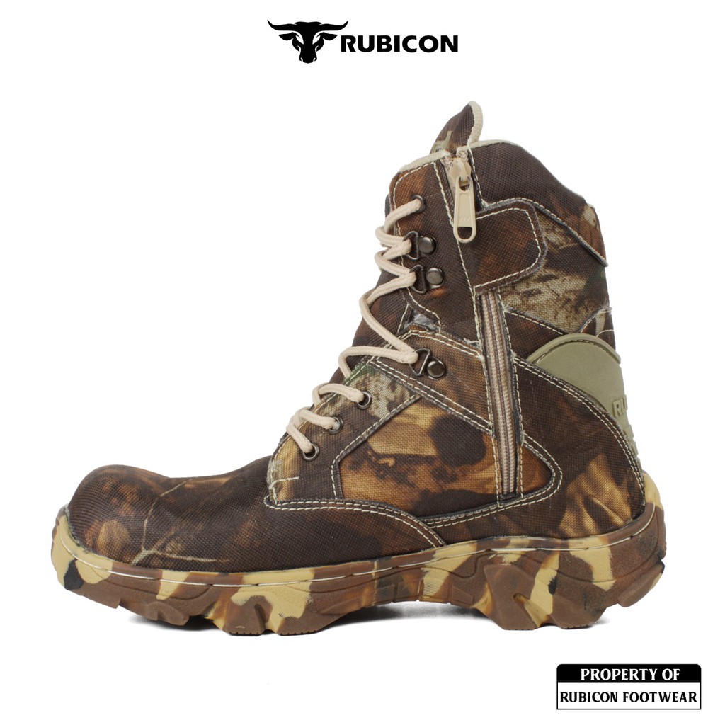 BIG PROMO | RUBICON 8 INCH ARMY CAMO SEPATU BOOTS TACTICAL TRACKING UJUNG BESI RESLLETING AKTIF KERJA LAPANGAN