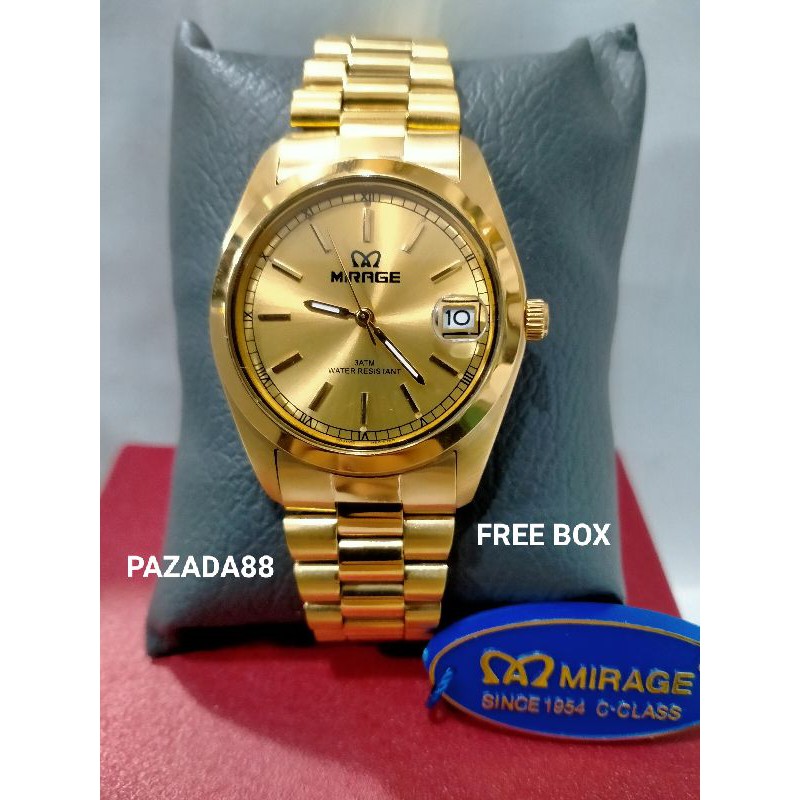 MIRAGE TS 195 JAM TANGAN PRIA RANTAI STAINLESS STEEL WATER RESISTANT 3 ATM
