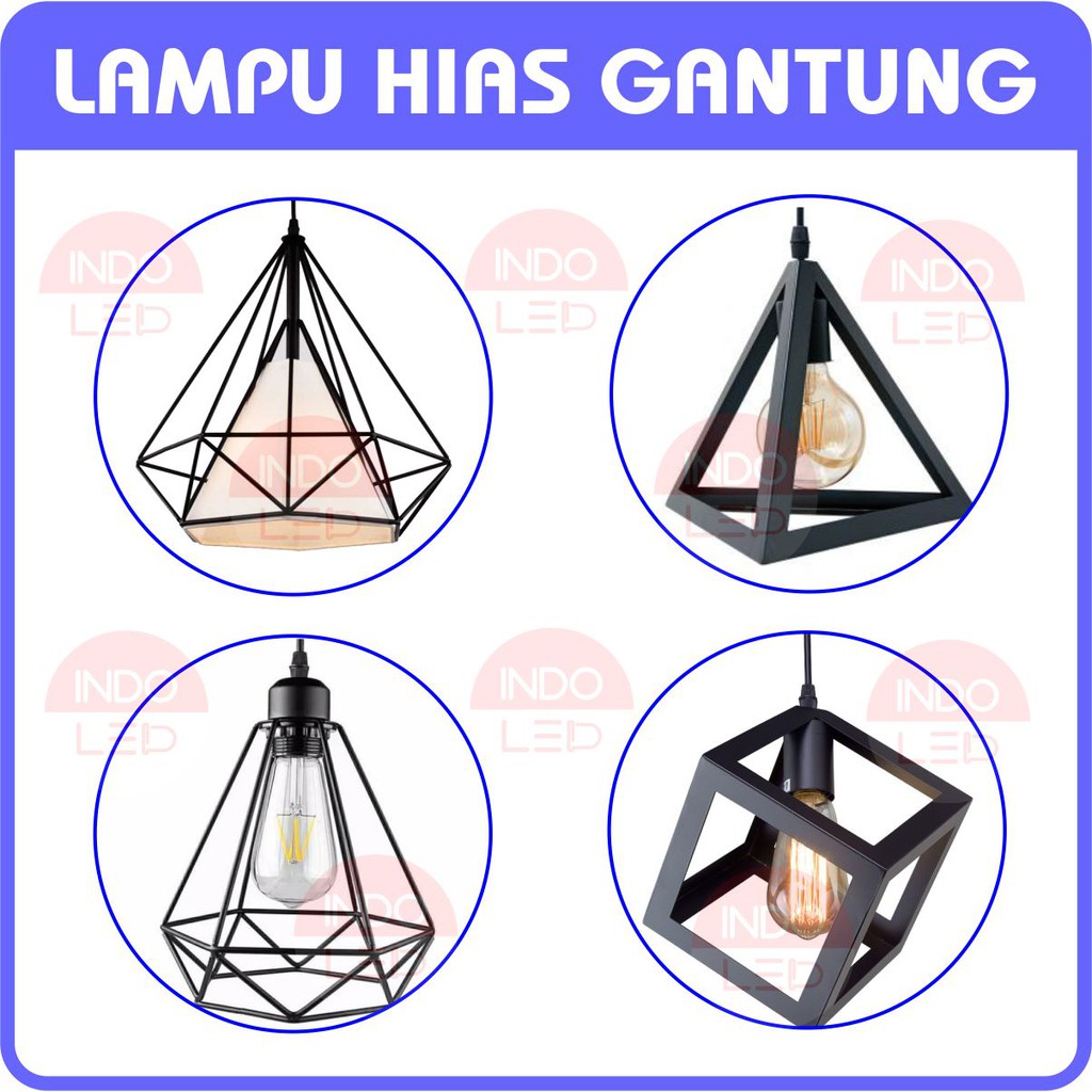 Kap Lampu Gantung Hias Minimalis Dekorasi Rumah Cafe Industrial Fitting Vintage Retro Bahan Besi