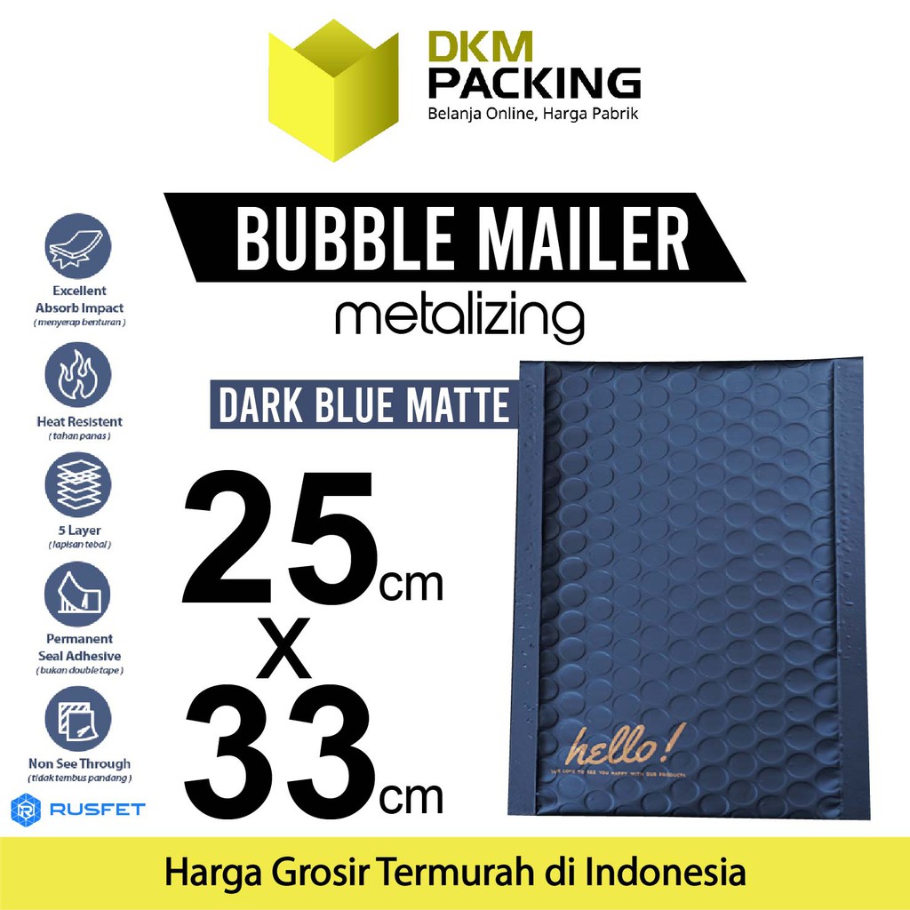 AMPLOP BUBBLE WRAP BLUE DARK 25x33cm RUSFET BIRU ENVELOPE BUBBLE BAG MAILER PREMIUM TERMURAH / SATUA