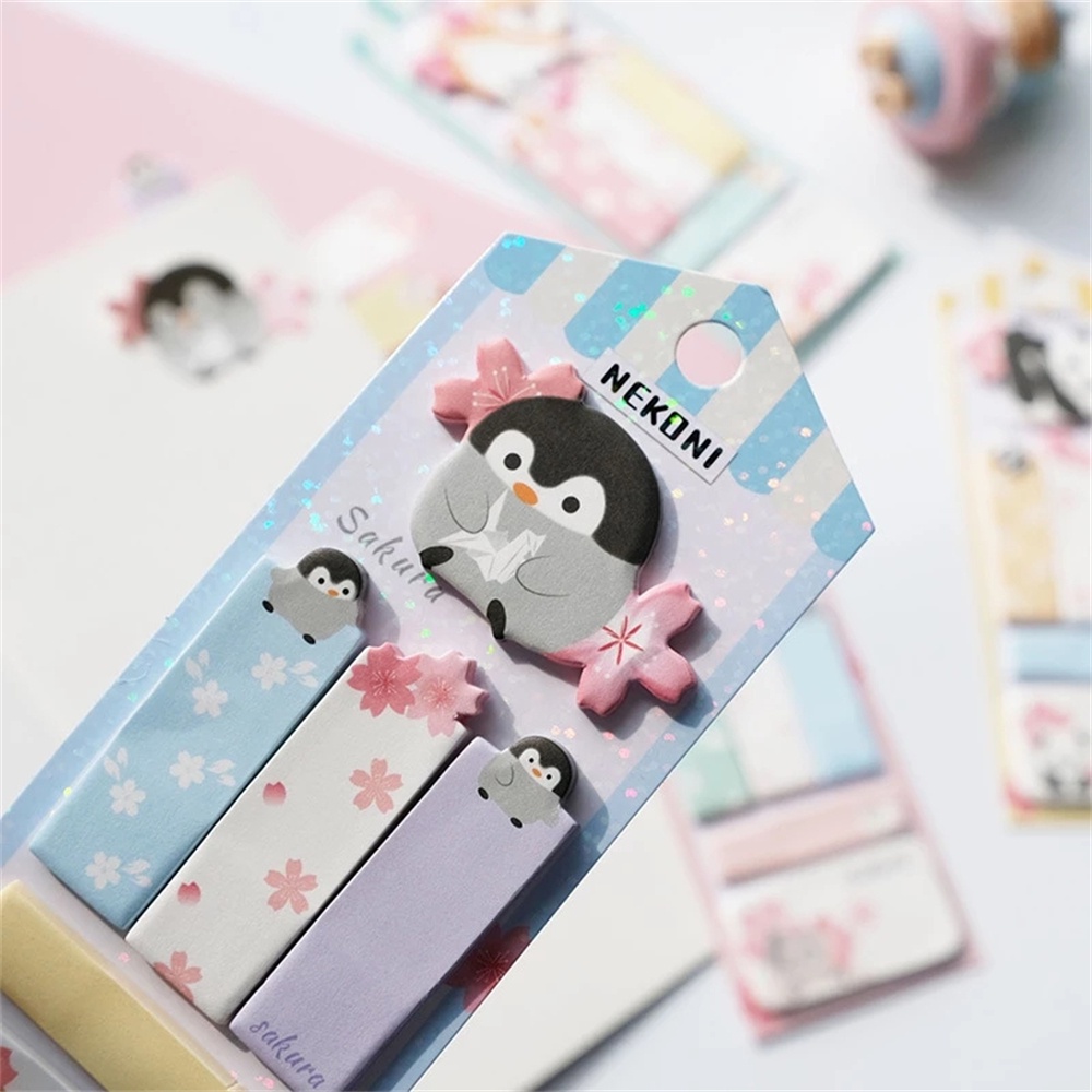 ELEGANT Cute Message Notes Penguin Post Book Marker Sticky Note Students Stationery Office Planner Sticker School Supplies Cat Panda School Paper Writing Pads