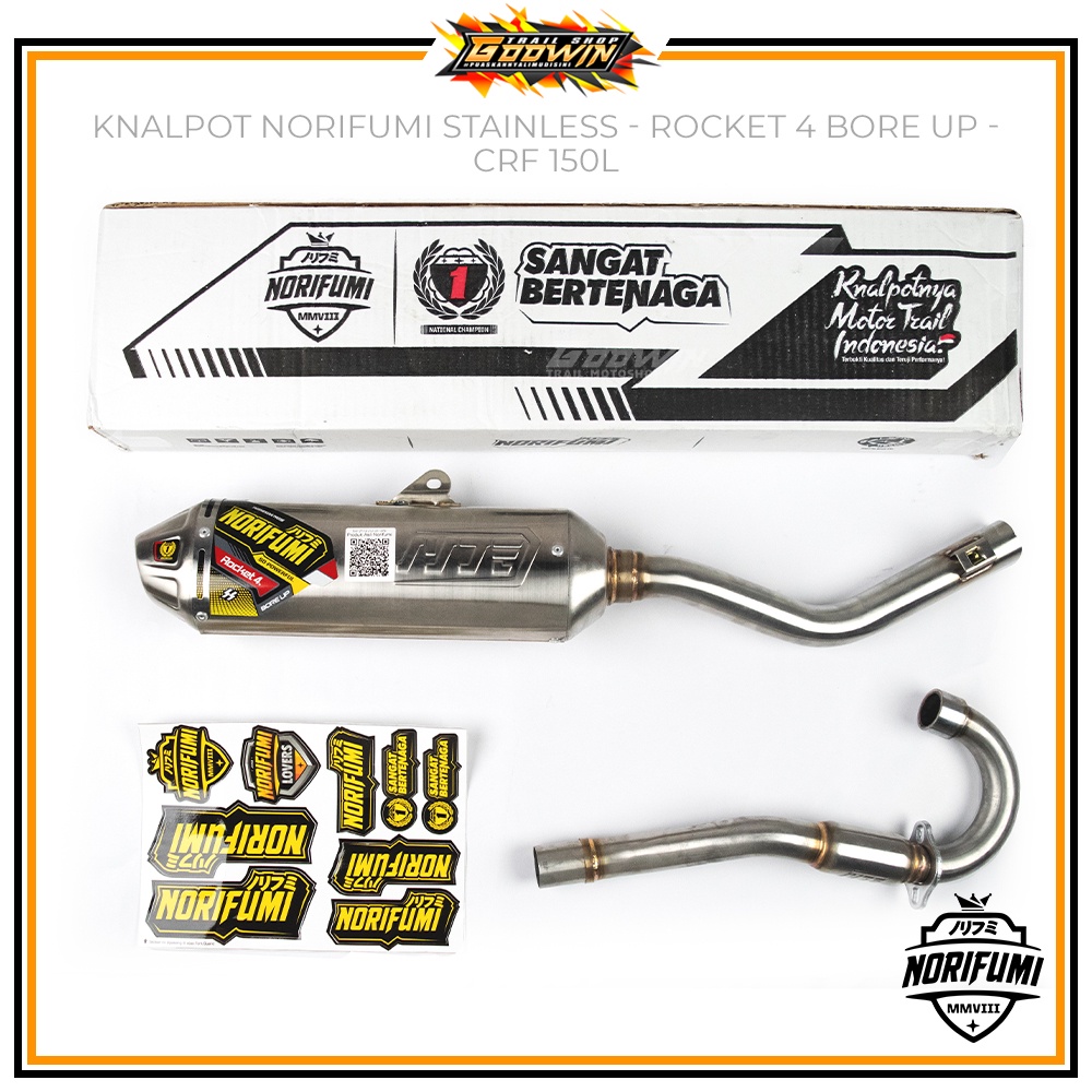 Knalpot NORIFUMI ROCKET 4 TITANIUM KOMPETISI BORE UP SE KLX 150 BF DT / KLX 140 BUILT UP CRF 150 L WR 155 R Stainless ORIGINAL-5