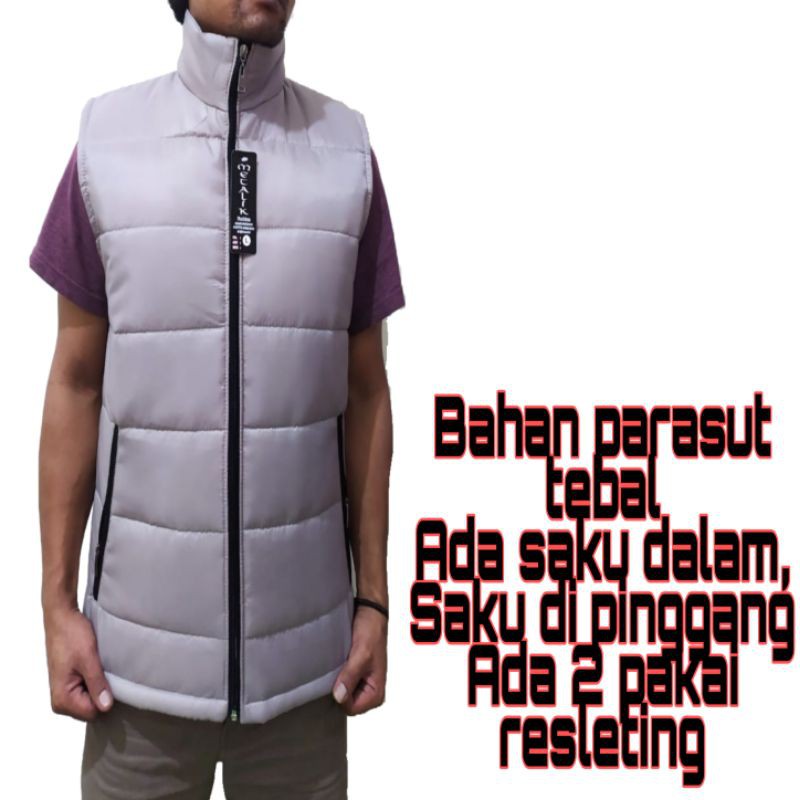 jaket rompi korea pria wanita parasut tebal body protector kerah silver