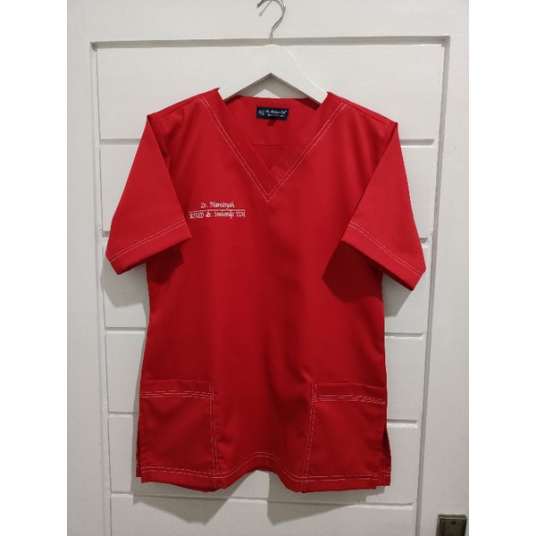 Bordir nama, logo scrubs baju jaga,  baju oka, gown, asdanasn_scrubs