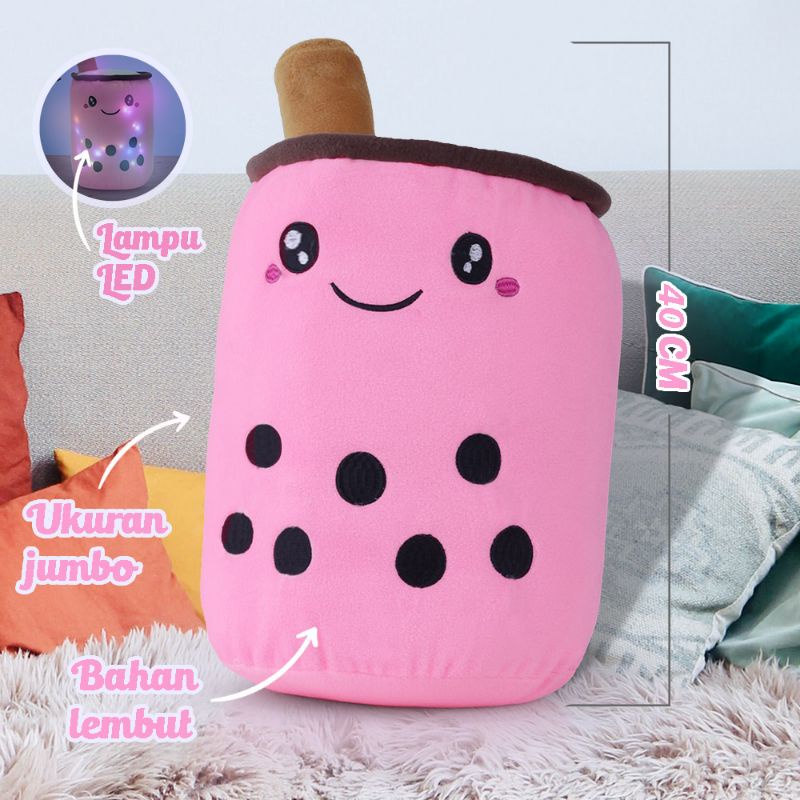 Boneka Boba LED Nyala Jumbo Pink Berlabel SNI Bahan Premium | Boneka Cantik Lucu Lembut Ditangan Bahan Velboa Berkualitas