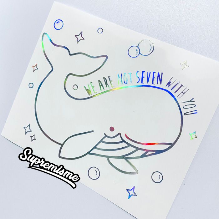 Stiker Hologram BTS Whalien 52 We are not seven with you Whale, Stiker seri BTS21 untuk Laptop, Kulkas, Tempat minum, Gelas, Koper, Mobil, Hologram Sticker BTS Army Bomb Label Nama Lightstick Waterproff Anti Gores