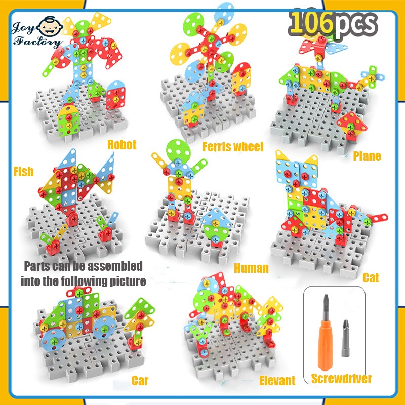 Puzzle Kreatif 3D Sekrup Mainan Anak-anak Bor Set Sekrup Anak-anak Kotak Alat Mainan DIY Perakitan Jigsaw Blok Bangunan.