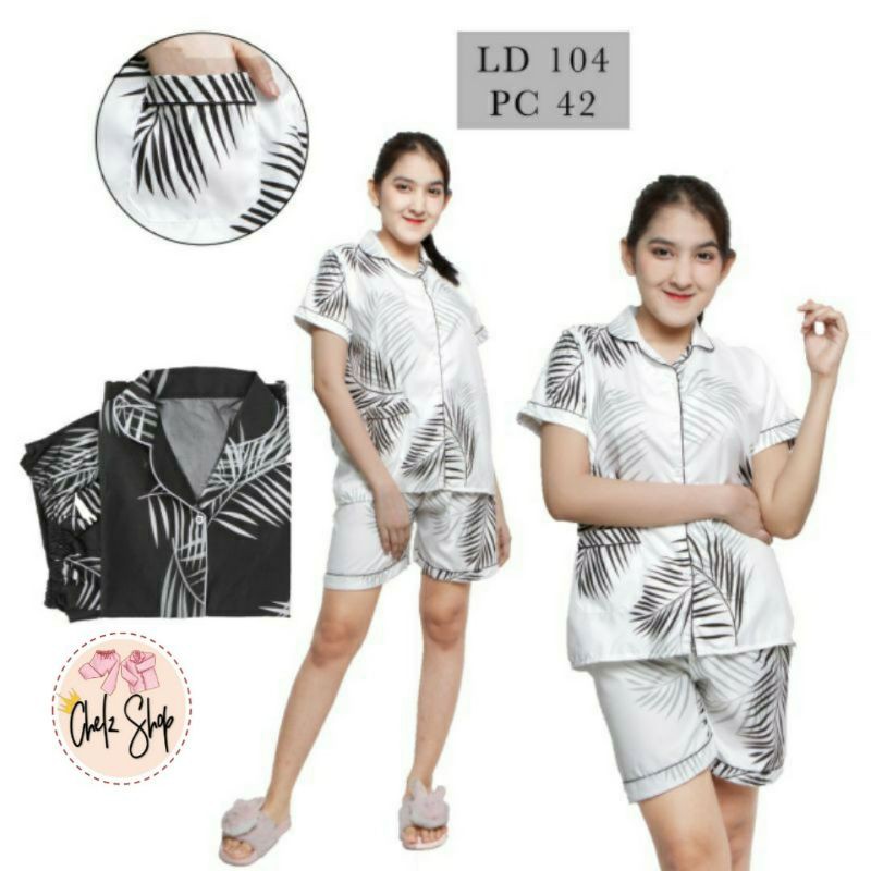 Baju Tidur Piyama Wanita/Cewek Pajamas Dewasa Katun Motif Big Coco Daun HP