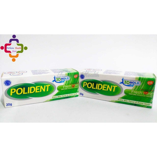 Original Polident 20 gr Fresh Mint / Perekat Gigi Tiruan / Lem Gigi