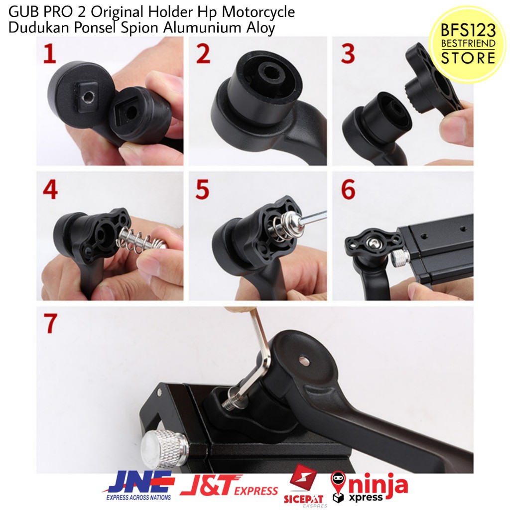 GUB PRO 2 Original Holder Hp Motorcycle Dudukan Ponsel Spion Alumunium Aloy