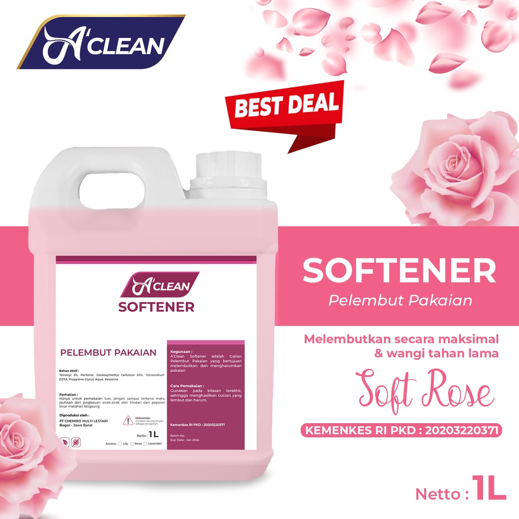 Softener / Pelembut dan Pewangi Pakaian / Penghilang Noda 1000 ml Amorens / Antibacterial [1 Liter]