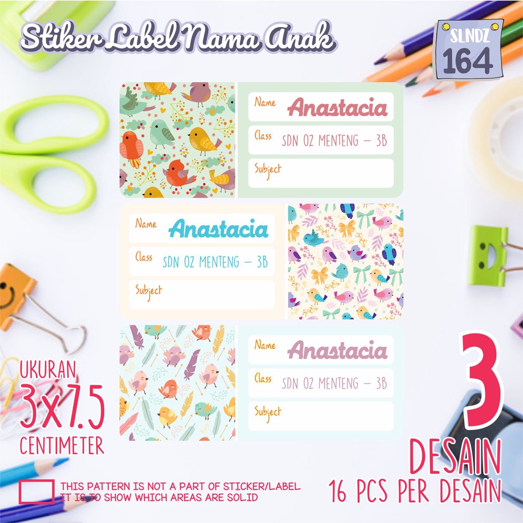 

stiker label nama waterproof anak murah sekolah sepatu buku SLNDZ 164