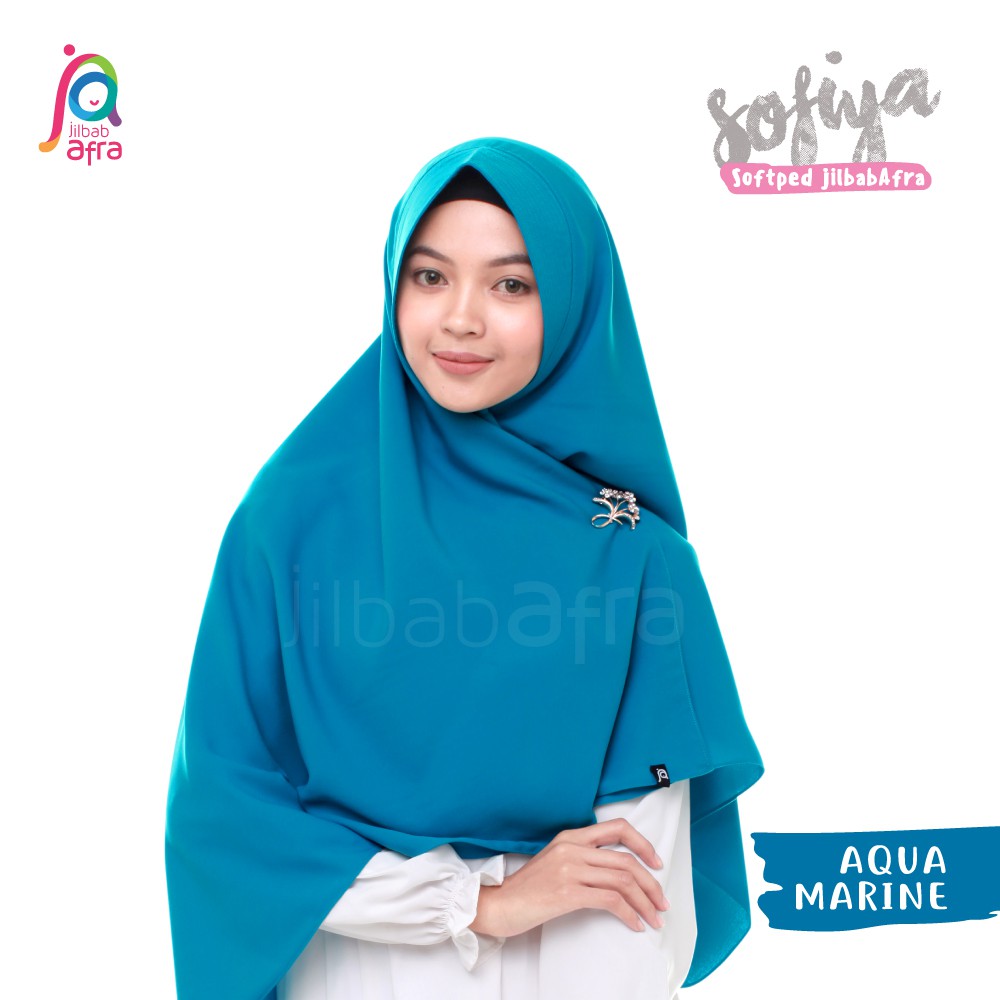 Hijab Instan Khimar Daily Softped Sofiya Aquamarine Biru Laut
