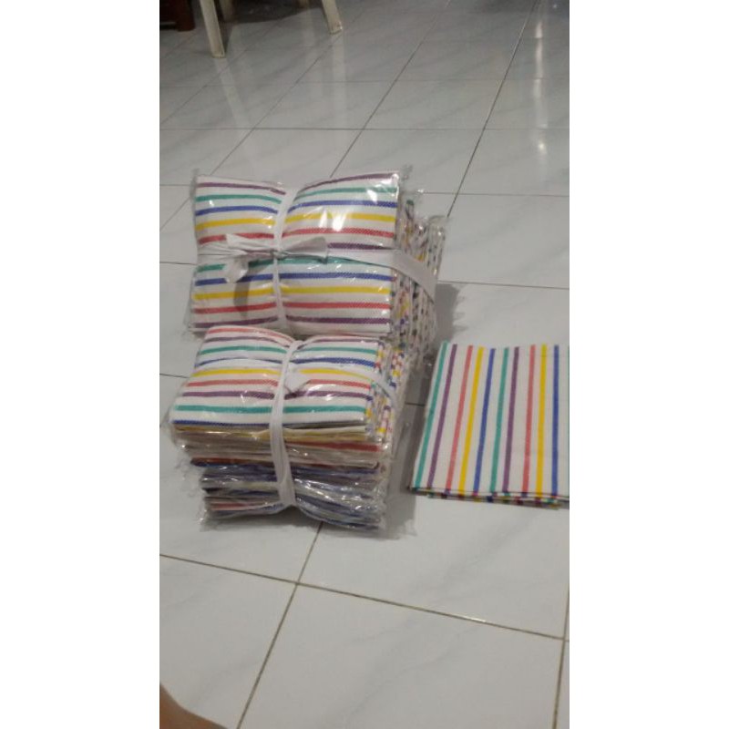 Lemek Lorek Bayi JUMBO 55x50 (Grosir 12pcs) Alas ompol bayi XXL / Lemek lorek pelangi Super besar (extra Jumbo) / lurik Rainbow