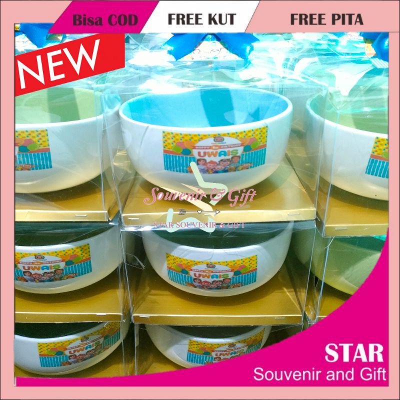 SOUVENIR PERNIKAHAN KELAHIRAN ULANG TAHUN | MANGKOK TWO TONE | MANGKOK KERAMIK | MANGKOK SABLON