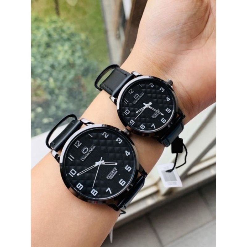 ORIGINAL Charles Delon  STRAP KULIT CASE STAINLESS STEEL WATER RESISTANT / JAM TANGAN PRIA / JAM TAN