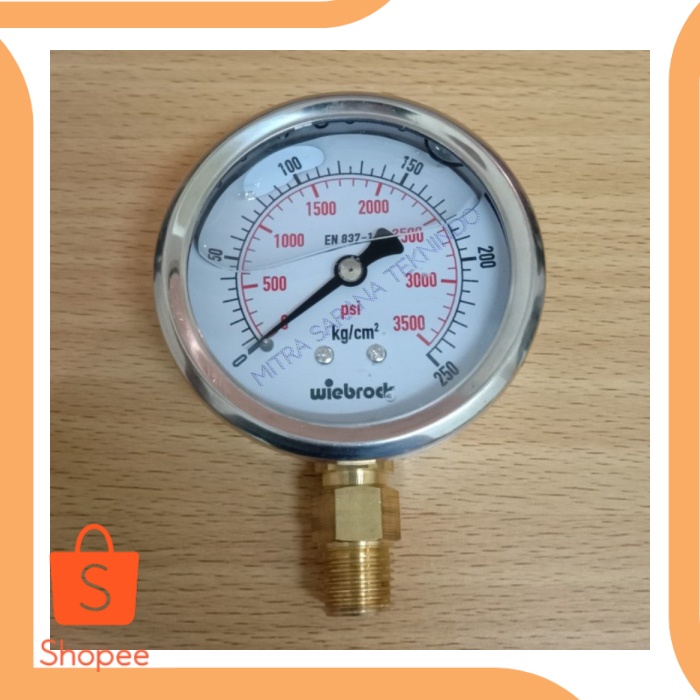 

Unik sparepart Pressure Presure Gauge Raket Stainless 25 inch 250 bar 3 Limited