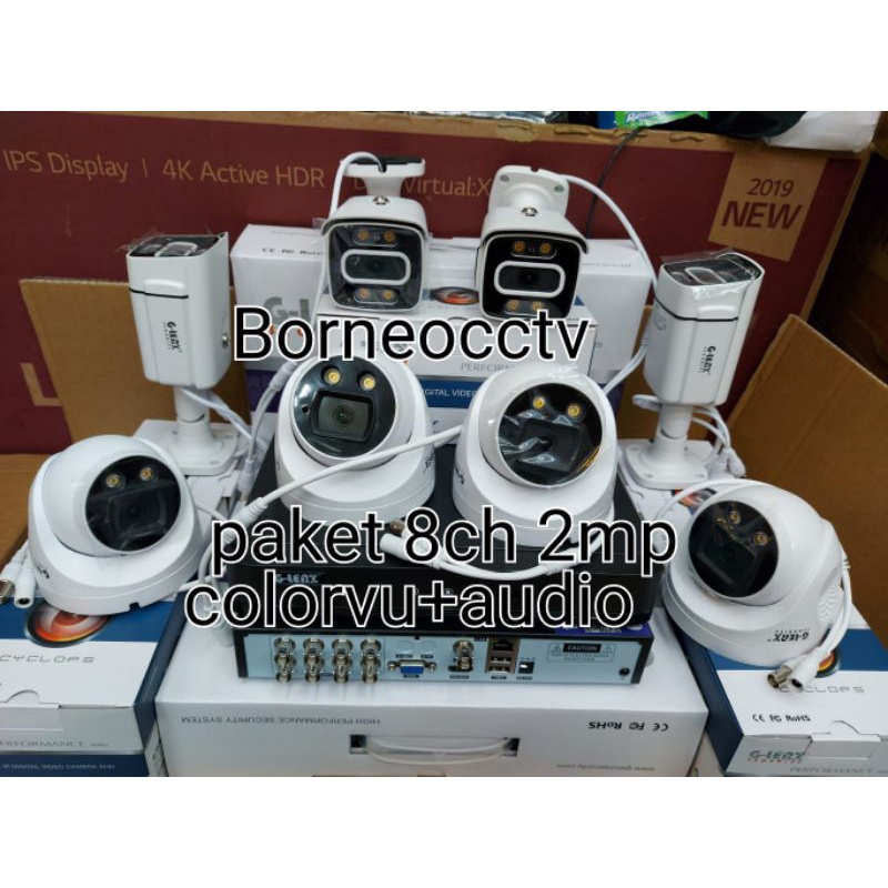 Paket cctv 8channel 8kamera glenz colorvu+audio suara 1080p full hd