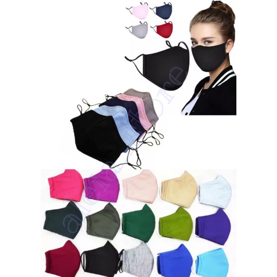 6 PCS MASKER KAIN POLOS EARLOOP ANTI POLUSI DEWASA UNISEX WARNA RANDOM