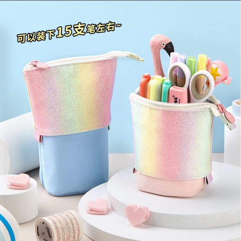 

Angoo Glitter Rainbow Retract Standing Pencil Case