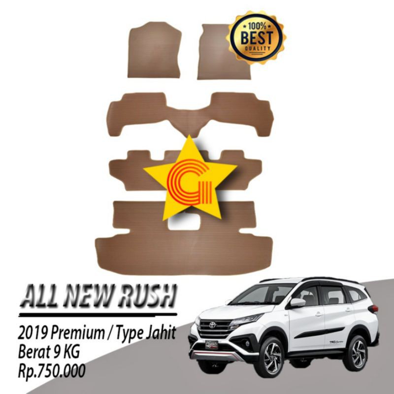 Karpet Lantai Mobil Rush / Terios 2019-2021 Premium Type Jahit - Mocca
